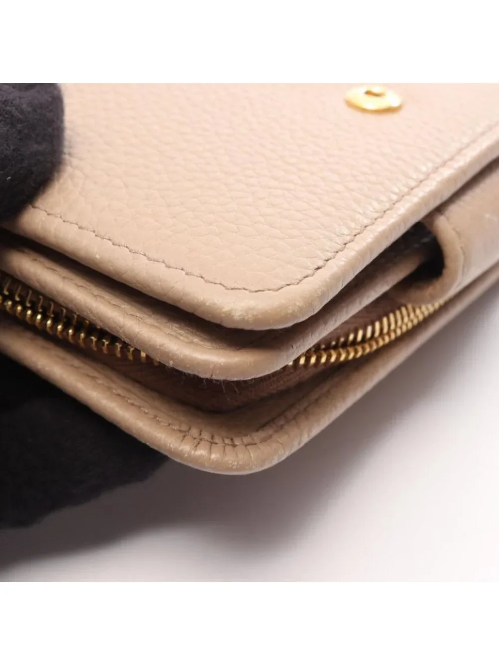 Prada Bifold Wallet Beige Leather L